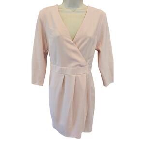 NWT asos sz 6 baby pink faux wrap v neck 3/4 sleeve cocktail dress chic girly